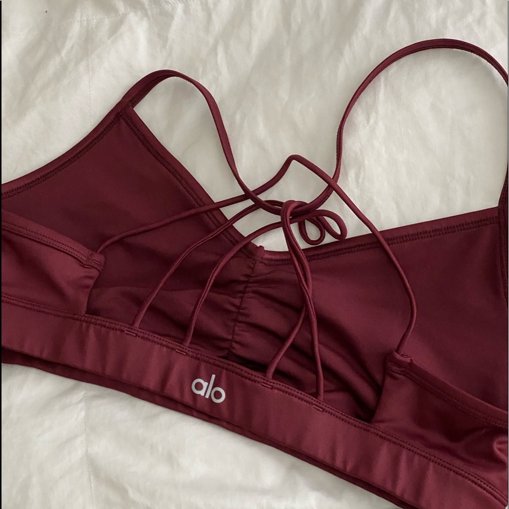 ALO Yoga Burgundy Strappy Sports Bra - Picture 2 of 3